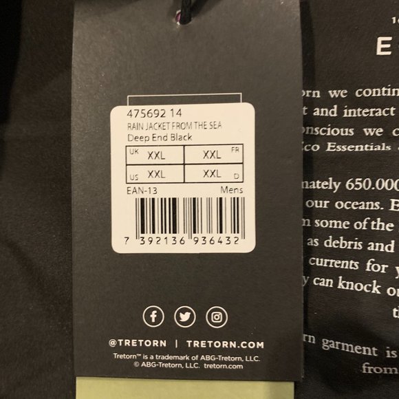 TRETORN Mens Rain Jacket From The Sea - NEW WITH TAGS - Picture 5 of 6